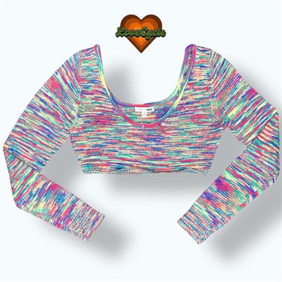 Women's Fashion Nova “Chasing Dreams” Multi-Color Cropped Sweater – Size S - Picture 3 of 5
